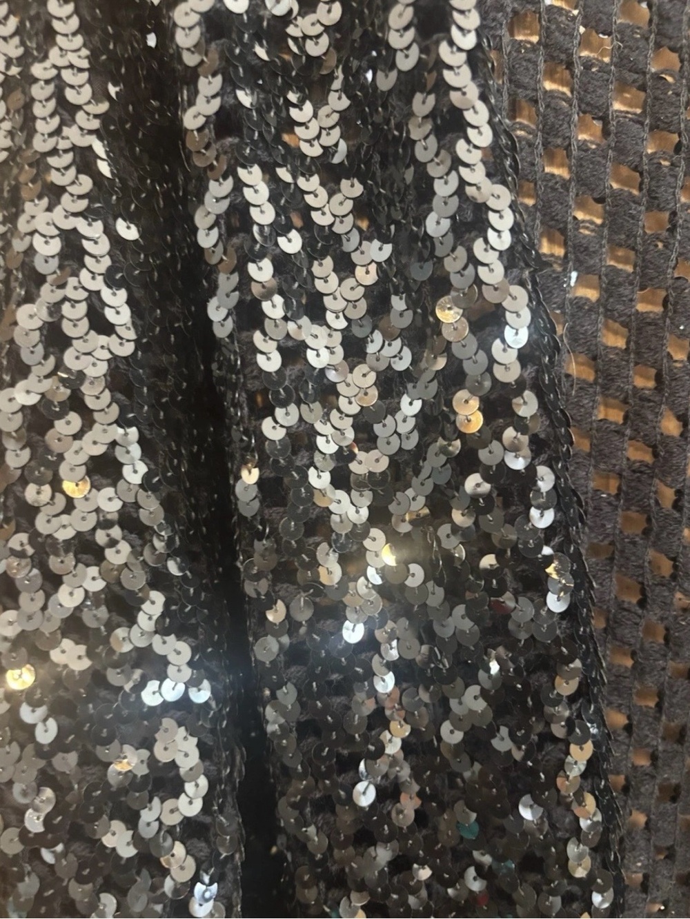 Vintage Edith Flagg Black Sequin Open Front Cardigan Jacket Large 90s Whimsigoth - Picture 4 of 8